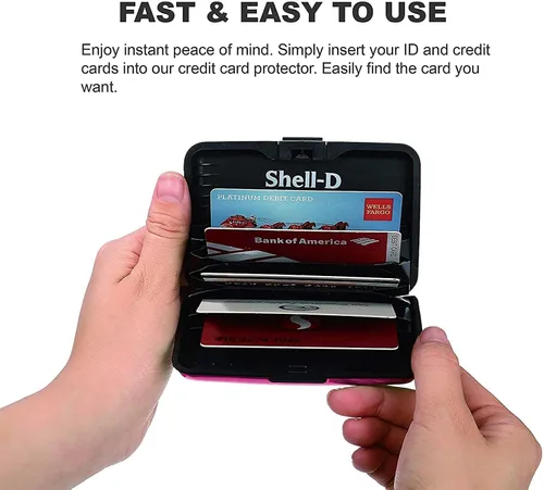 Vista 3 de Shell-D. Protector de tarjetas de crédito con tecnología RFID, protege tu dinero y te ahorra dolores de cabeza, Rosado