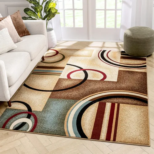 Vista 13 de Well Woven Barclay Alfombra con diseño de arcos y formas, moderna, 2 pies 3 pulgadas x 7 pies 3 pulgadas, color azul claro