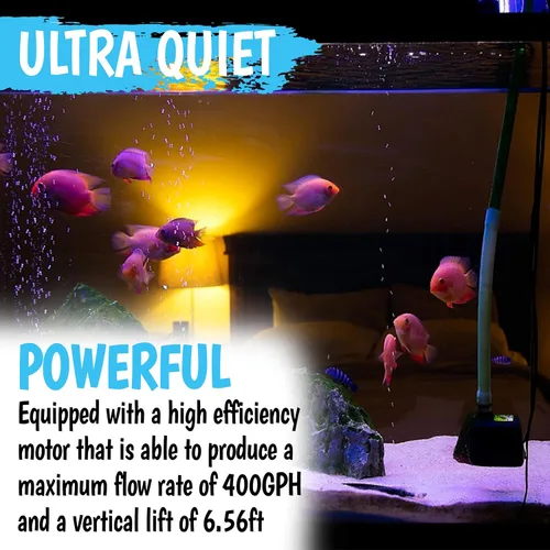 Vista 2 de Bomba sumergible de 400 GPH de 25 W, bomba de agua ultra silenciosa para fuente, 1500 l/h, elevación de 6.56 pies de altura, 3 boquillas - Bomba
