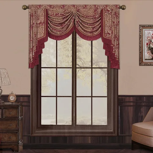 Vista 25 de Loom and Mill Cenefas de Cascada de Lujo para Ventanas, Elegante Cenefa de Cortinas Gruesas de Jacquard con Borlas para Sala de Estar, Dormitorio