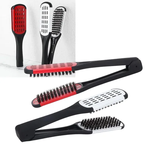 Vista 7 de Cepillo alisador de pelo, cepillo de doble cara para alisar la barba, cepillo profesional para barba, herramienta de peinado para alisar y estilos