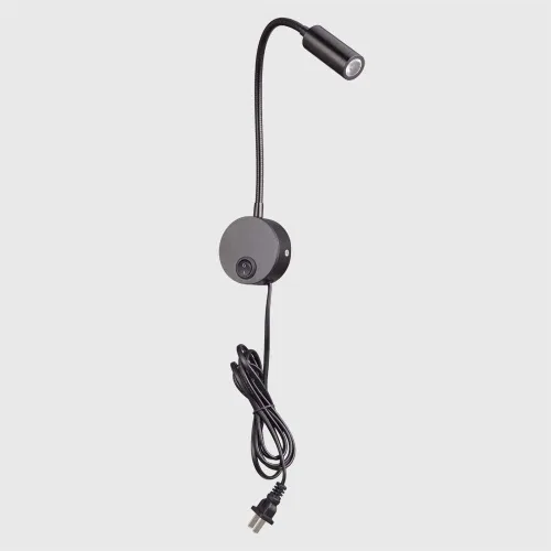 Vista 6 de Lámpara de luz de lectura montada en la pared LED 3W blanco cálido 3000K cable de enchufe negro acabado 1 pieza