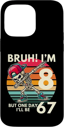 Vista 21 de Bruh I'm 8 But One-Day I'll Be 67 Retro 8th Birthday Kids Case for iPhone XR