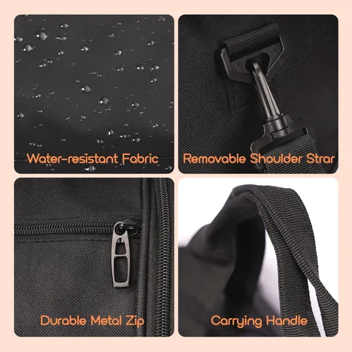 Vista 6 de Bolsa de gimnasio para hombres y mujeres, bolsa deportiva de entrenamiento con bolsillo húmedo y compartimento para zapatos, Negro