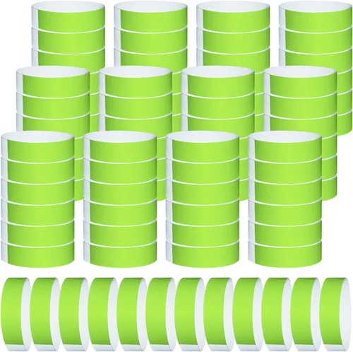 Vista 8 de 1200 piezas de pulseras de papel de plástico para eventos, pulseras de color neón para conciertos, pulseras de identificación, pulseras de papel