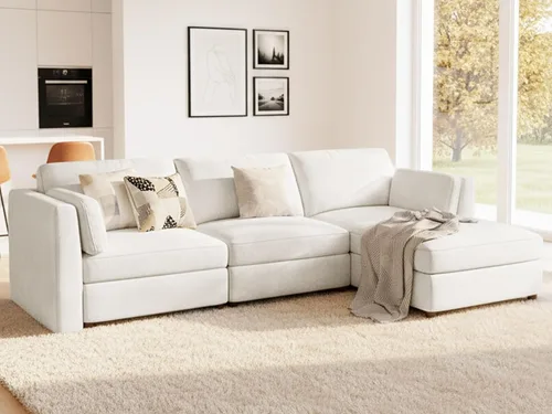 Vista 22 de CUGOAO Sofá biplaza extragrande de 83.5 pulgadas, sofás para sala de estar, sofá nube de felpilla de asiento profundo, sofá modular seccional, funda