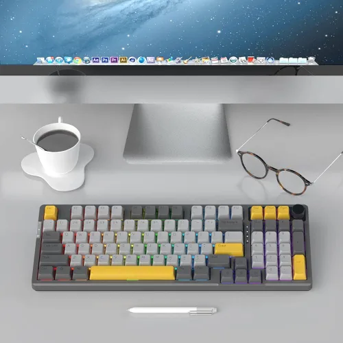 Vista 7 de NACODEX AK966 - Teclado de montaje de junta intercambiable en caliente de 96 teclas Increíble teclado de 10000 mAh Bluetooth 24G teclado