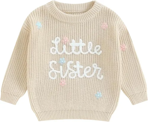 Vista 7 de VISGOGO Suéter a juego para hermanitas grandes y pequeñas, ropa de una sola pieza