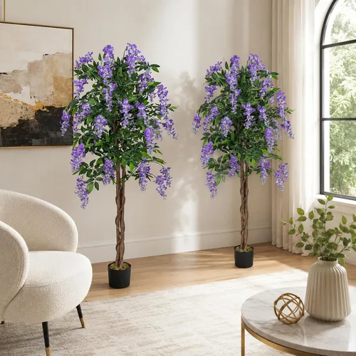 Vista 9 de Árboles artificiales ficus de 5.5 pies para decoración de interiores o exteriores