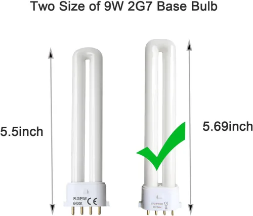 Vista 4 de Bombilla fluorescente con base 2G7 de 9 vatios, repuesto para Satco S8365, 6416, bombilla Coleman, Kandolite 96500, Rayovac F9w-1, CF9DS/E/841, base