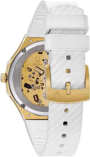 Vista 3 de Bulova Ladies Curv Diamond Quartz Rubber Strap Watch