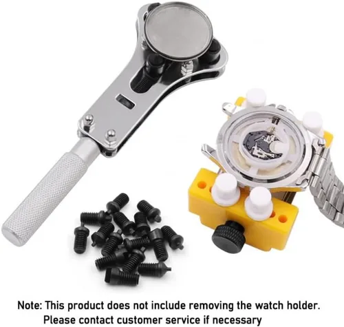 Vista 2 de Omninmo Kit de reparación de relojes, llave de 3 puntos, herramienta de extracción de caja de tornillos, herramienta ajustable de tres garras