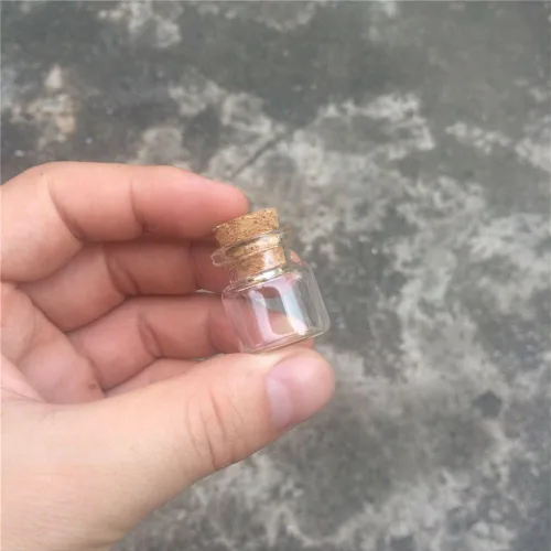 Vista 2 de Mini botellas de vidrio con tapón de corcho transparente de 0.1 fl oz, frascos pequeños, frascos, frascos, botella de deseos, 100
