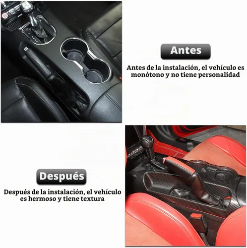 Vista 2 de RT-TCZ Cubierta de Panel de Cambios de Consola Central de Fibra de Carbono, Marco de Portavasos, Kit de Accesorios de Decoración Interior para Ford