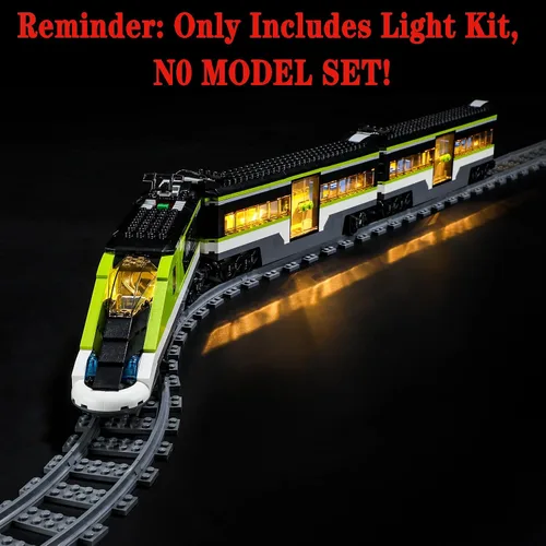 Vista 8 de Juego de luces LED compatibles con Lego 60337 Express Passenger Train City Building Blocks Model - Juego de modelos no incluidos