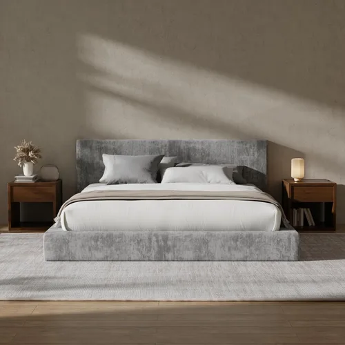 Vista 13 de RECCI Cloud - Base de cama Queen tapizada con cabecero, plataforma acolchada de espuma de 5 pulgadas, sin somier, fácil montaje (crema)