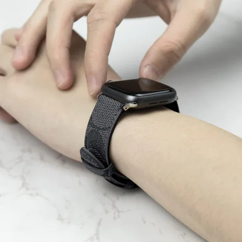 Vista 5 de Correa de cuero compatible con Apple Watch iWatch 1.496 in 1.575 in 1.614 in 1.654 in 1.732 in 1.772 in 1.929 in, correa de cuero de diseñador