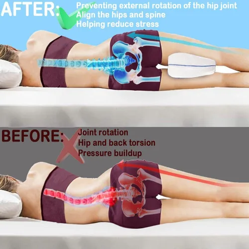 Vista 3 de Tiwwie Almohada de rodilla para piernas para dormir de lado, almohada de apoyo de espuma para dormir para dolor de espalda, cojín de espuma