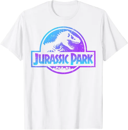 Vista 72 de Jurassic Park Camiseta de manga corta con logotipo Fossil azul y morado Negro