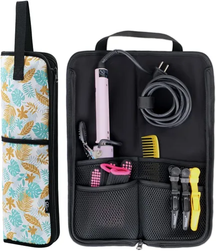 Vista 10 de WK IEASON 2 piezas de funda de plancha plana para el cabello, bolsa de lona, resistente al calor, rizador de silicona, para herramientas de cabello