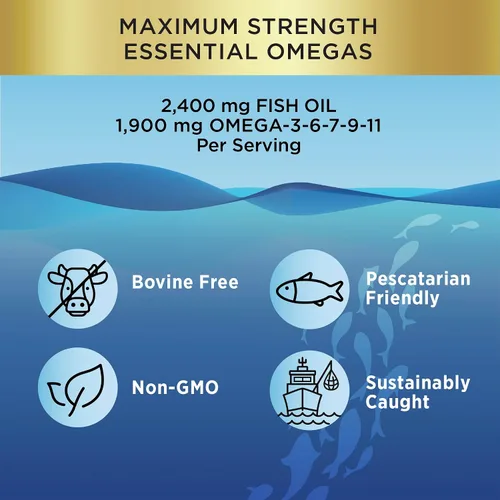 Vista 2 de Renew Life Norwegian Gold - Aceite de pescado para adultos, omega súper crítico, suplemento de aceite de pescado omega-3, sin gluten ni lácteos, 60