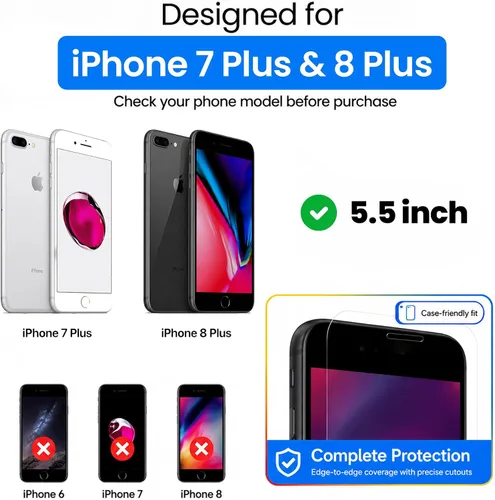 Vista 2 de Ocushield - Protector de pantalla de vidrio templado anti luz azul para iPhone 7 Plus iPhone 8 Plus - Protege tus ojos, reduce las migrañas