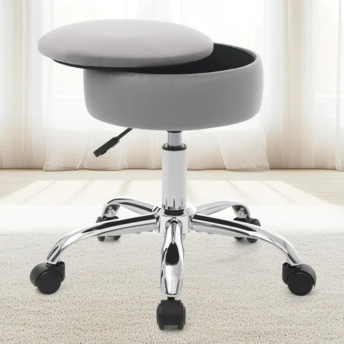 Vista 13 de Taburete otomano ajustable, taburete de tocador negro, silla de tocador para sala de maquillaje, taburete con almacenamiento, taburetes