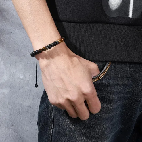 Vista 2 de Pulseras de cuentas para hombre, novio, marido, mi hombre, mi amor, hijo, nieto, hermano, aniversario, cumpleaños, graduación, día del padre, regalo