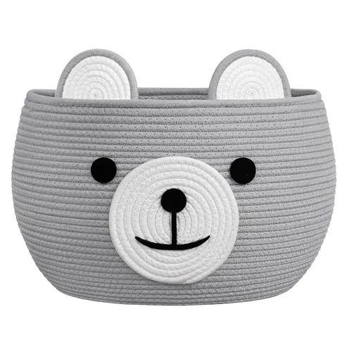 Vista 20 de CherryNow Cesta de cuerda tejida, cestas de oso para regalos vacías, cesta de almacenamiento grande para sala de estar, guardería, cestas