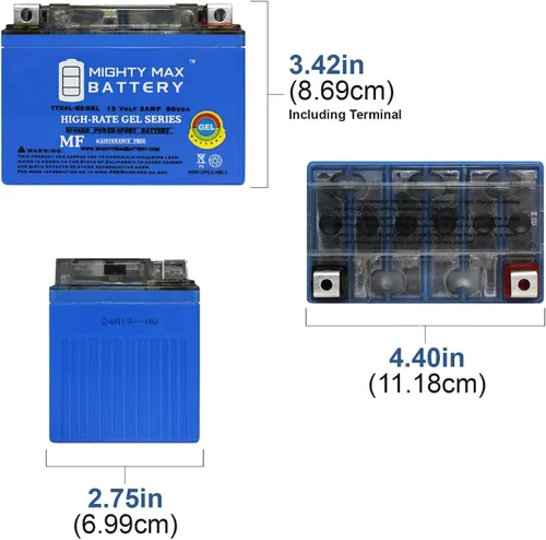 Vista 2 de YTX4L-BS 12 V 3 Ah Batería de GEL para KTM 250 SX-F, Exc, EXC-F "13- '14 – Mighty Max Batería marca producto