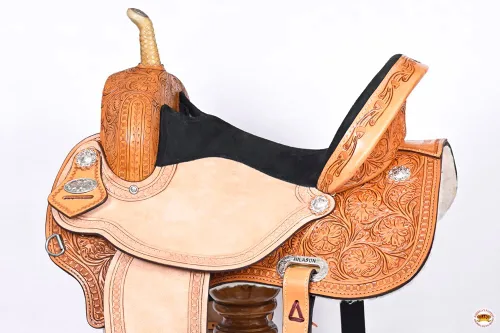 Vista 5 de HILASON Sillín Western Horse American Leather Barrel Flex Tree Trail para caballos