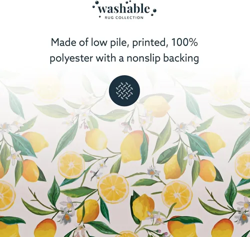 Vista 18 de Linon The Anywhere - Alfombra lavable Wesley marfil/amarillo, 5 x 7 pies Wesley Marfil y Amarillo