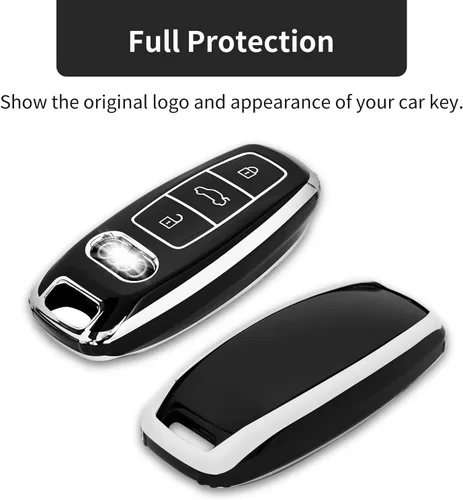 Vista 3 de OFFCURVE Funda para llavero de Audi, TPU suave premium con protección completa de 360 grados, carcasa de llave compatible con 2018-2022 A6 A7 A8