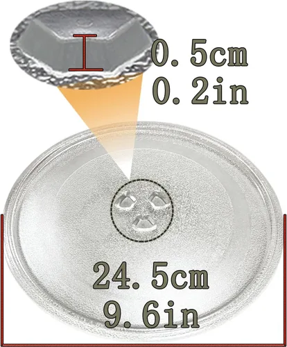 Vista 2 de Microwave Plate Round Glass Tray Microwave Oven Cooking Plate , For 9.6" 10.6'' 12.4'' Microwave Oven Flat Turntable Plate Replacement Flat Base