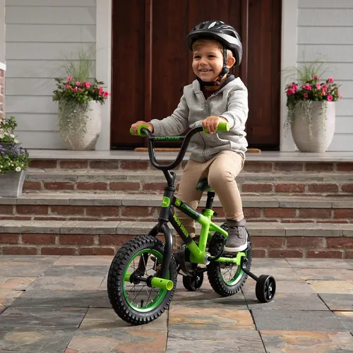 Vista 2 de John Deere Bicicleta para niños de 12, 16 y 20 pulgadas, incluye ruedas de entrenamiento extraíbles, bicicleta para niños y niñas de 2 a 7 años