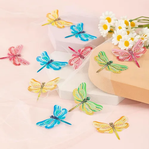 Vista 5 de Ahueca hacia fuera libélula filigrana encantos colgantes de insectos multicolor para pendientes DIY joyas colgantes decoraciones embalaje Libélula