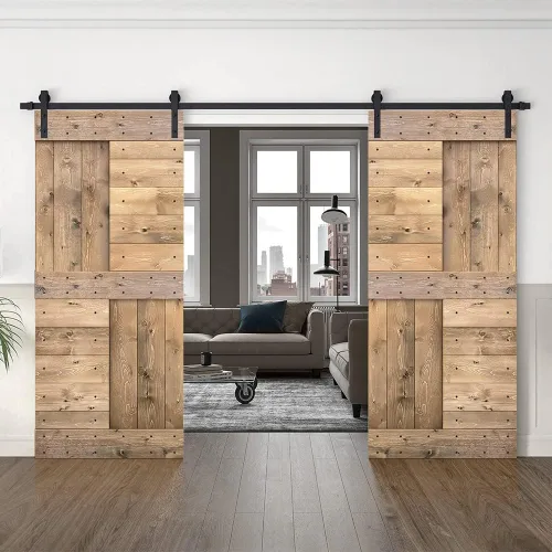 Vista 48 de TMS Serie N - Puerta corrediza interior de madera de pino anudada con kit de herrajes deslizantes (32 x 84 pulgadas, blanco)