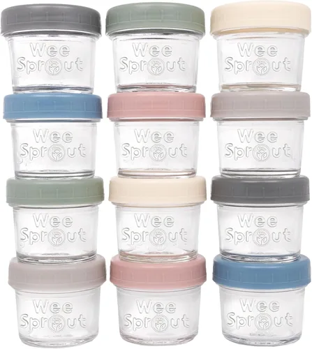Vista 17 de WeeSprout Tarros de vidrio para almacenamiento de alimentos para bebés con tapas (4 onzas, 6 unidades) para aperitivos, puré, recipientes pequeños