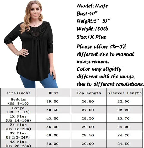 Vista 4 de a.Jesdani - Blusas plisadas con encaje de manga corta para mujer, talla extragrande estilo túnica, para verano, tallas M - 4XL