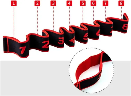 Vista 7 de Banda de resistencia para fitness, banda de resistencia numerada para estiramiento y yoga, equipo de entrenamiento de cuerpo completo para gimnasio