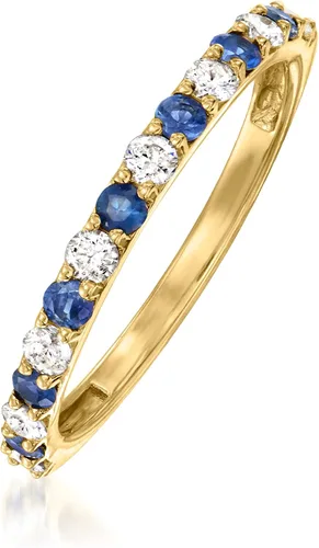 Vista 3 de Ross-Simons 0.30 ct. t.w. Sapphire and .24 ct. t.w. Diamond Ring in 14kt Yellow Gold