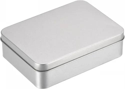 Vista 13 de uxcell Caja de Lata de Metal, 3.54" x 3.54" x 2.17" Recipientes Rectangulares Vacíos de Hojalata con Tapas, Tono Plateado, para Organizador