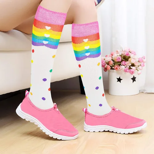 Vista 3 de 6 pares de calcetines altos hasta la rodilla con estampado multicolor para mujer