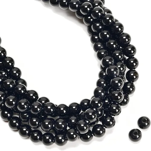 Vista 2 de JM Design Agujero de 0.079 in de ónix negro liso Rondelle 0.197x0.315 in 8inch Strand para hacer joyas, artes y manualidades