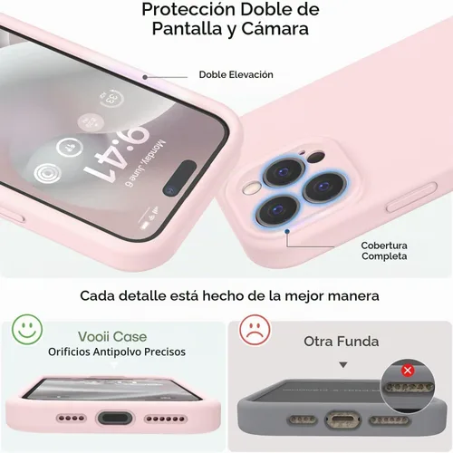 Vista 3 de Vooii Compatible con iPhone 15 Pro Max, Funda de silicona premium mejorada, [Protección de cámara] [Forro de microfibra suave antiarañazos] Funda