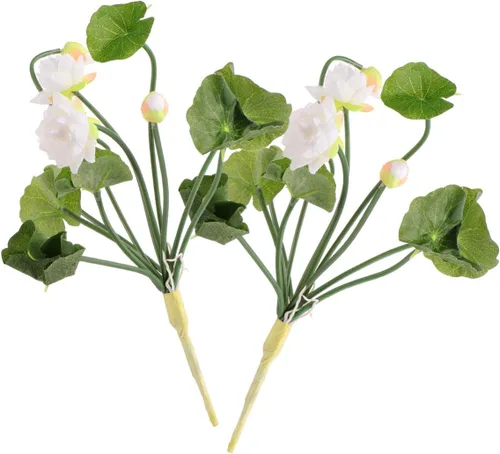 Vista 5 de BESTOYARD 2 piezas de flores artificiales de loto, flores de lirio de agua, plantas florales, tallos de vegetación, arreglo de flores falsas