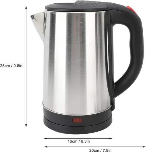 Vista 6 de Tetera eléctrica, hervidor eléctrico de acero inoxidable 304 de 2.5 L, caldera de agua de ebullición rápida con apagado automático, base giratoria