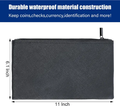 Vista 3 de KYODOLED Caja de efectivo con bandeja de dinero, cerradura de llave con cable de seguridad y bolsa impermeable, 11.81 pulgadas de largo 9.45