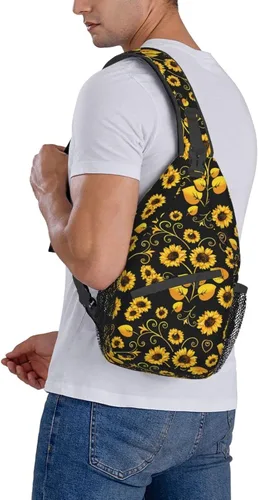 Vista 7 de COFEIYISI Mochila bandolera unisex para hombres y mujeres, bolsa casual para el pecho, mochila de hombro, mochila de viaje para senderismo, amarillo