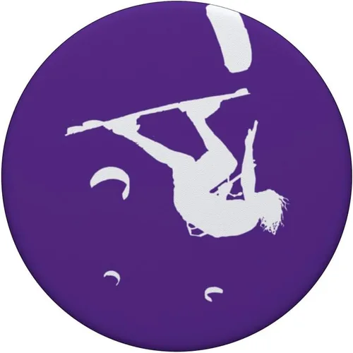 Vista 3 de Kitesurfer Somersaulting White Vector Silhouette PopSockets Standard PopGrip